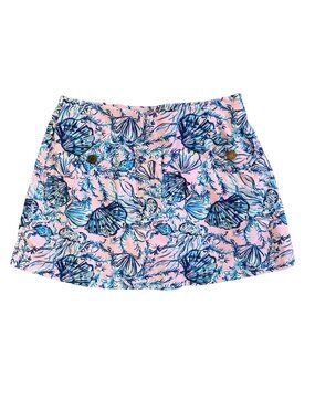 Lilly Pulitzer Womens Sz S Pink & Blue Seashell Skort With Built-In Shorts